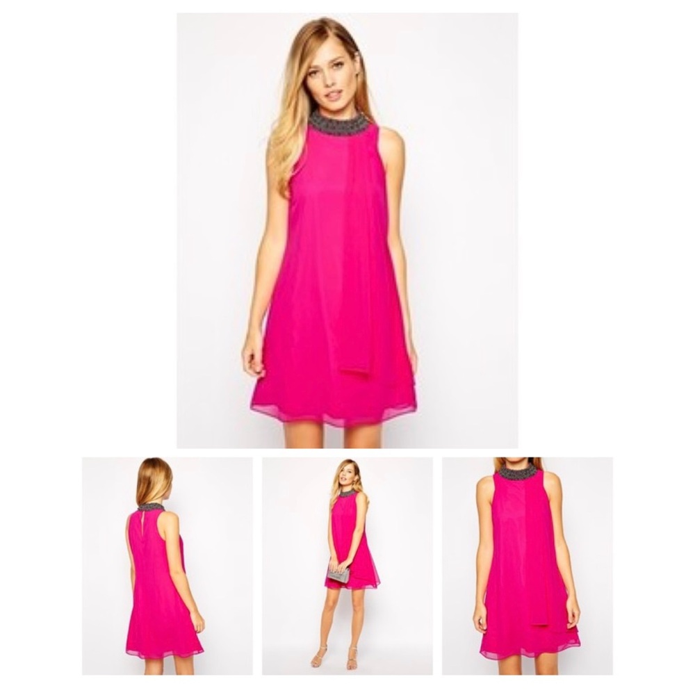Coast ASOS fuschia trapeze dress size 12.